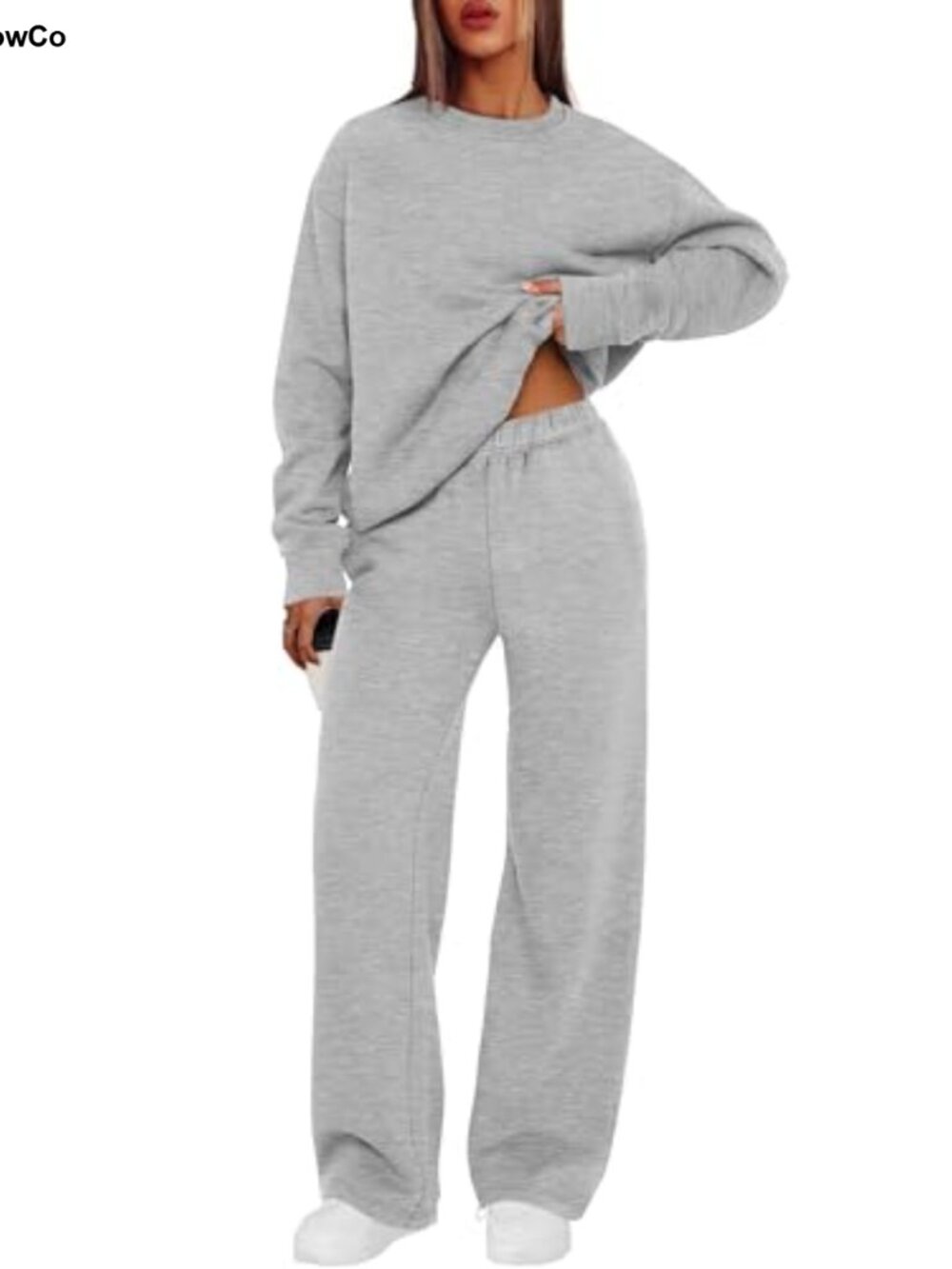 Women 2 Piece Sweatsuit Set Crewneck Oversized Wide Leg Lounge Travel Outfit